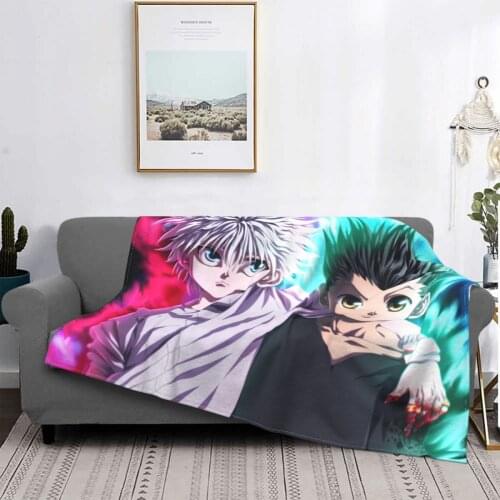 Gon And Killua Hunter X Hunter Blankets Fleece Print Japanese Anime Soft Throw Blanket for Bedding Outdoor Bedding Throws