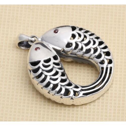 Manufacturers Wholesale S925 Sterling Silver Jewelry Retro Thai Silver Small Female Models Hollow Fish Pendant