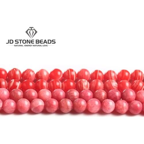 Wholesale Rose Rhodochrosite Round Loose Beads 6 8 10 12 MM Pick Size For Handade DIY Bracelets Accessories 15"