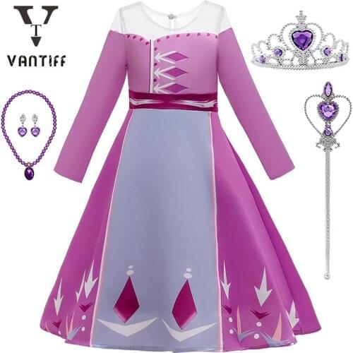 Princess Dresses for Girls Kids Cosplay Costume Halloween and Christmas Clothes European and American Style Long Sleeve Skirt