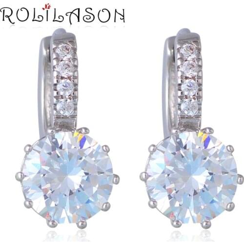 Appealing Light White Crystal Fashion Jewelry silver color Cubic Zirconia Clip Earrings for Women JES1026
