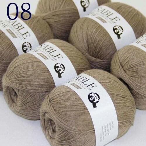 Sale 6*50gr Super Soft Pure Sable Cashmere Wrap Shawls Hand Knit Wool Crochet Yarn Khaki 243-08-6