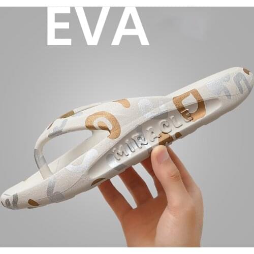 Women Summer Alphabet Flip Flops Beach Print Sandals Anti-slip Casual Flats Shoes High Quality Mens Slippers Chanclas Hombre