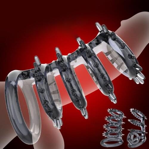 Silicone Reusable Penis Ring Sleeve Male Delayed Ejaculation Cock Ring Enlargement Cock Chastity Scrotum Sleeve Intimate Goods