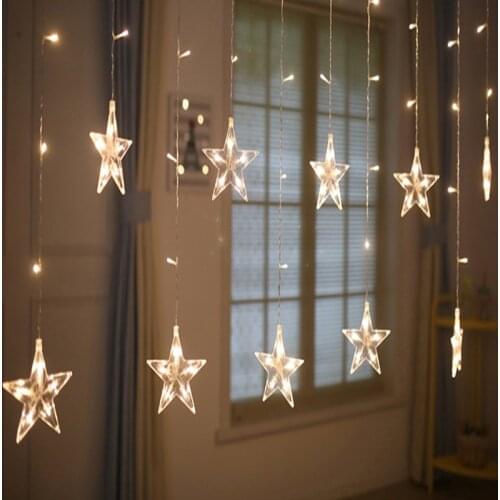 220V EU Plug 2.5M led Star Lamp Christmas Fairy Garlands String Curtain Lights Outdoor For Party Wedding Holiday New Year Decor