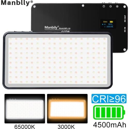 Manbily MFL-06 LED Video Light Rechargeable 4500mAh Dimmable 3000K-6500K Fill Light For SLR Camera photography Smartphone iPhone