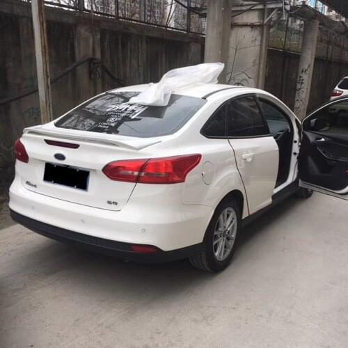 Rear Spoiler For Ford Focus 2012 2013 2014 ABS Gloss Black Trunk Spoiler Side / Wind Deflector Window Visor with Chrome Trim