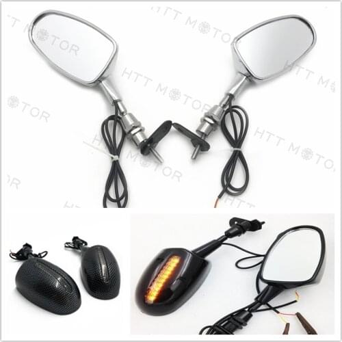 Aftermarket free shipping motorcycle parts LED Rear View Mirror For Suzuki Hayabusa Yamaha YZF 600R / R6 Chrome 6MM thread black