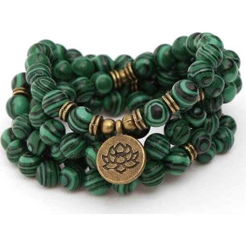 Yellow 108 beads 8mm elastic adjustable Lotus life tree Buddha OM eye Chakra Reiki agate Onyx Yoga Bracelet necklace 5h4d