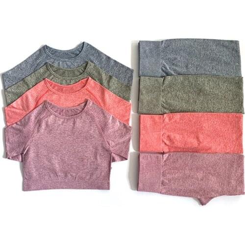 Women Sportswear Yoga Set Gym Clothing Tracksuit Long Sleeve Crop Top High Waist Seamless Leggings Outfit Fitness Workout Set