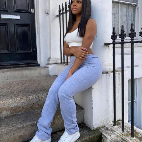 Ruched Pants Pleated Flare Stacked Leggings for Women Female Stacked Sweatpants Bell Bottom Trousers Sportswear Jogger Leggins