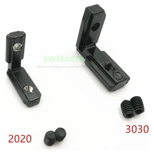 10pcs NEW black L Type T Slot 90 Degree 3030 EU Aluminum Profile Inside Corner Connector Bracket With Screws CNC 3D printer