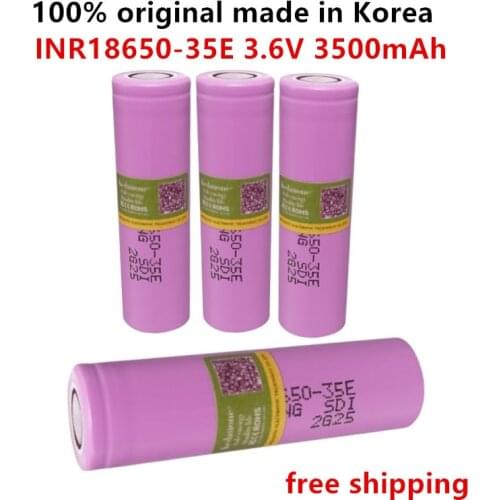100% Original made in Korea18650 3500mAh 20A discharge INR18650-35E 3.7v 18650 battery 3.7V rechargable Battery+free shipping