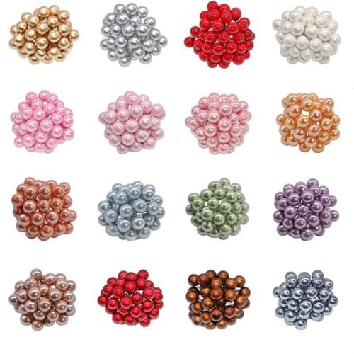 100Pcs Artificial Pearl Flower Stamens Cherry Mini Berries Plastic Fake Fruit Wedding DIY Gift Box Decorated Xmas Wreaths
