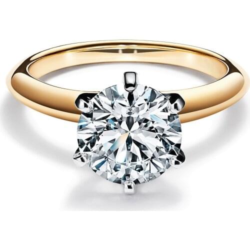 14K Yellow Gold 9K white gold Ring 1ct GH color Round Cut Moissanite Ring Simple style Engagement Ring Anniversary Ring