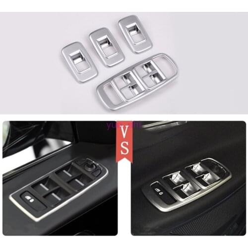 4pcs/set ABS chrome Car Window Glasses Lifter Decoration On Door Sticker Cover Car-styling For Jaguar XE 2015-2017 accessories