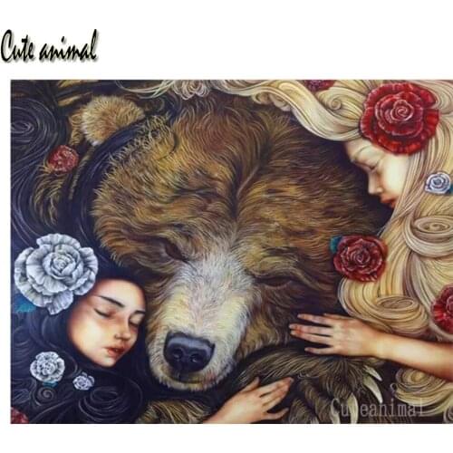 5D DIY Diamond Painting Girl Bear Flower Elf Diamond Embroidery Mosaic Full Square Round Drill Resin Living Room Decoration Gift