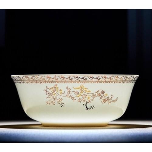 6inch Jingdezhen Ceramic Ramen Bowl Chinese Bone china Big Soup Rice Bowls Fruit Salad Bowl Tableware Kitchen Utensils Porcelain