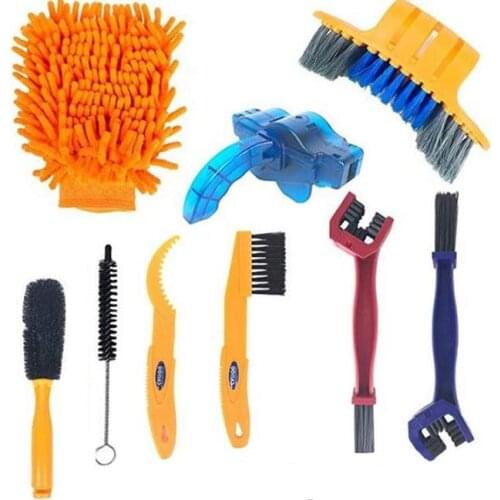 8 Pieces Bicycle Chain Cleaner Precision Bicycle Brushes Scrubber Wash Tool Bike Chain Washer Accessories for Mountain Road City