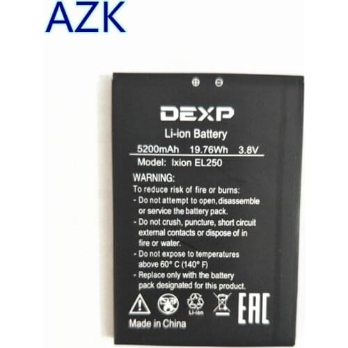 AZK New battery 3.8V 5200mah Replacement Battery for DEXP IXION EL250 AMPER E Phone