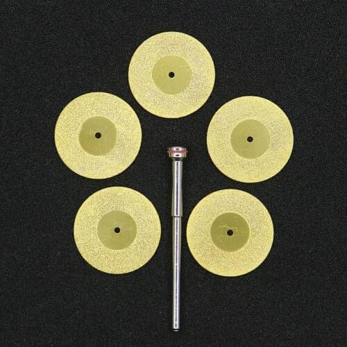 5pcs dental lab Diamond Cutting Discs Titanium Coating Cut Wheel Set For Rotary Tool 22*0.45mm