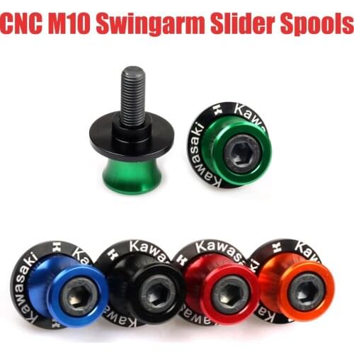 Aluminum Motorcycle M10 Swingarm Slider Spools Stand Screws Cover For Kawasakii ZX6R Z1000 ER6N Z750 Z750R Z250 NINJA 300 ER6F