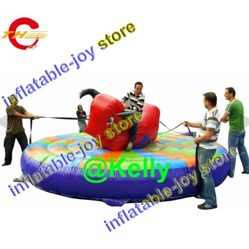 Free air shipping 5m dia big inflatable bull ride game, inflatable bull rodeo game, inflatable manual rodeo bull sport game