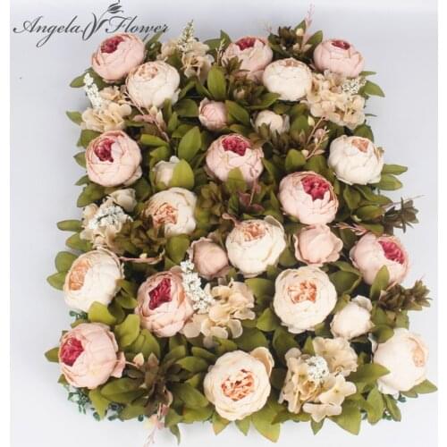 40*60cm Luxury Customize Silk Peony Artificial Flower Wall Panel Grass Base DIY Wedding Backdrop Decor Party Flower Wall 2pc/lot