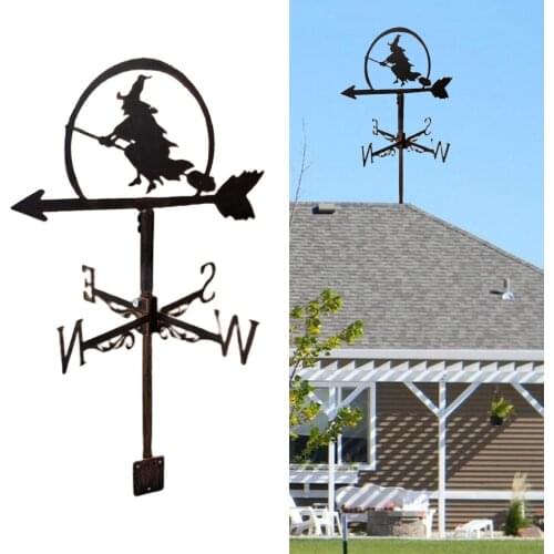 Stainless Steel Witch Weathervane Weather Vane Yard Scene Stake Decorations