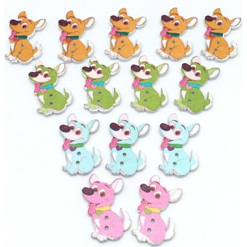 100pcs Cute Dog Wooden Buttons Puppy Shape Buttons for Kids,Sewing Accessories,Garment Buttons 7NK235