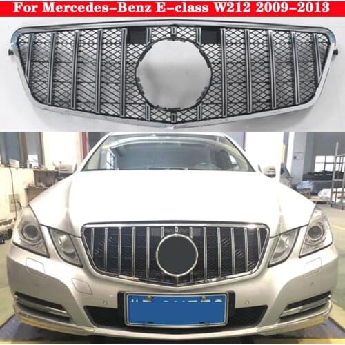 For Mercedes-Benz E-class W212 2009-2013 Car styling Middle grille GT AMG Diamond Silver Black front bumper grill Center Grille