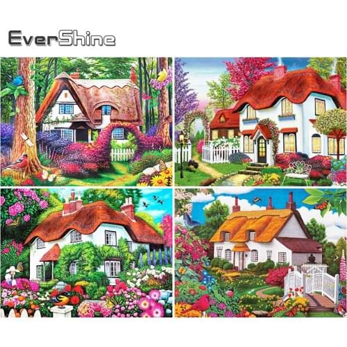 Evershine 5D DIY Diamond Painting House Landscape Cross Stitch Diamond Embroidery Garden Picture Rhinestone Mosaic Handmade Gift