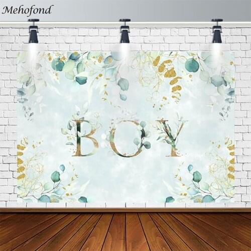 Eucalyptus Leaves Backdrop Baby Shower Boy Gold Decor Child Photography Background Photoshoot Studio Photophone Photozone Props