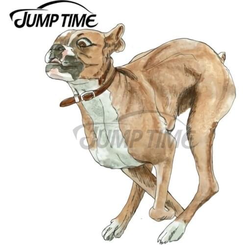 JumpTime 13 x 11.5cm Startled Boston Terrier Running DIY Motorcycle Car Stickers Waterproof Scratch-proof Pet Dog Vinyl Decal