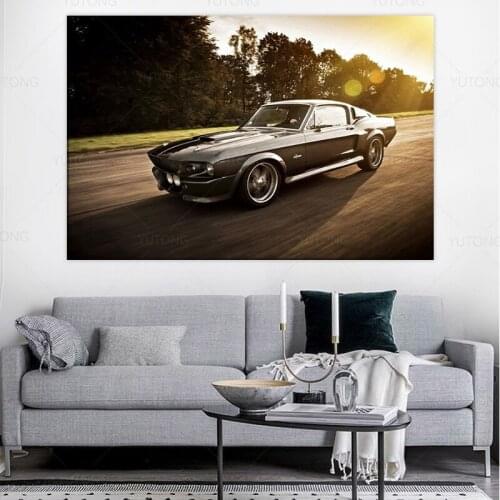 Canvas Paintings 1967 Mustang Shelby GT500 Eleanor Super Car Posters Wall Art for Living Room Home Decor Frame