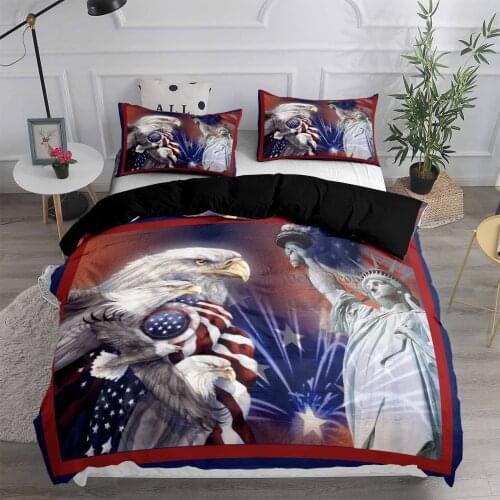 Eagle the Statue of Liberty Bedding Set American Flag Duvet Cover Sets Comforter Bed Linen Twin Queen King Single Size Dropship