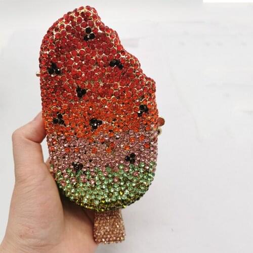 Red/Black/Green Multicolored Ice Lolly Shape Lady Mini Party Purse High Quality DesignerWomens Crystal Diamond Clutch Handbags