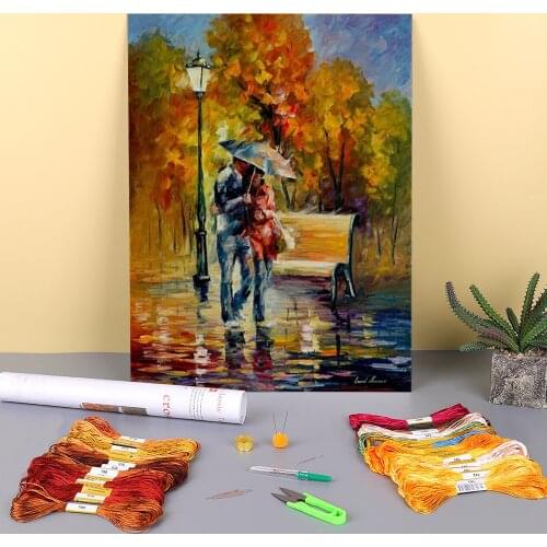 Red Raincoat Printed Water-Soluble Canvas 11CT Cross-Stitch Embroidery Patterns DMC Threads Needlework Painting Different