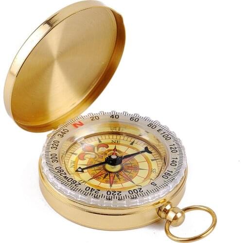 Pure copper clamshell compass with luminous pocket watch compass multi-function portable household metal measuring ruler tool