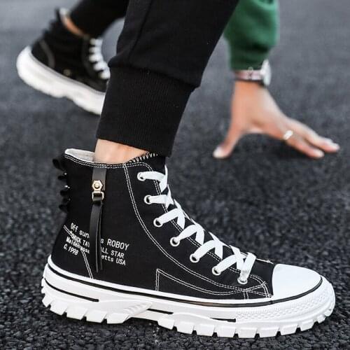 Mens Shoes 2021 Casual High-top Vulcanized Shoes Fashion Lace-up Breathable Sneakers Men Trainers Comfortable Chaussure Homme