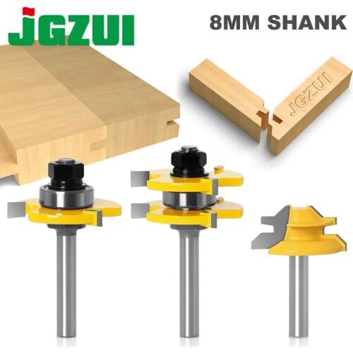 3 pc 8mm Shank high quality Tongue & Groove Joint Assembly Router Bit Set 45 Degree Lock Miter Rout3/4" Stock Wood Cutting Tool