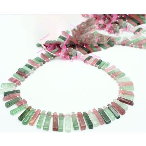 Natural Red and green strawberries irregular Rectangular shape Stone Beads For DIY necklace bracelet jewelry make free delivery