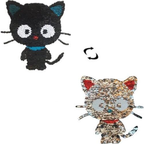 2019 NEW Cat Reversible Change Color Sequins Sew On Patches for Clothes DIY Patch Applique Bag Clothing Coat Jeans Craft Decor