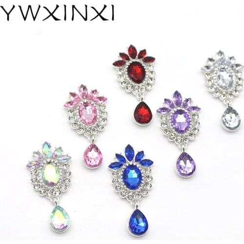 YWXINXI 10Pcs new exquisite and shiny alloy rhinestone flat brooch accessories, romantic wedding hair ornament decoration