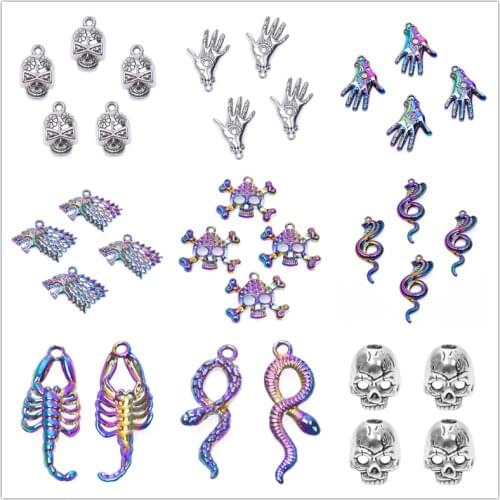 Skull/Punk Charms For Jewelry Making Supplies 5pcs/Lot Snake Charm Pendant Alloy Materials DIY Necklace Earrings Accessories Men