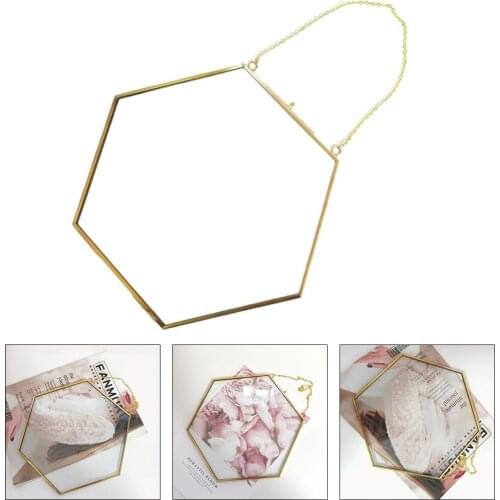 Hanging Glass Photo Prame Specimen Clip Decorative Picture Frames Specimen Holder Hanging Photo Frames Wall Decoration