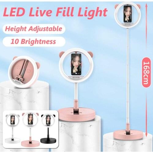 Portable Telescopic LED Dimmable Ring Light Universal Selfie Ring Folding Beauty Makeup Fill Light For Video Studio With Stand