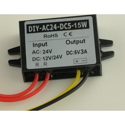 AC 24V(16V-28V) DC(8V-40V) Step Down To 5V 3A 15W Power Converter Buck Module Power Supply Adapter Voltage Regulator Waterproof