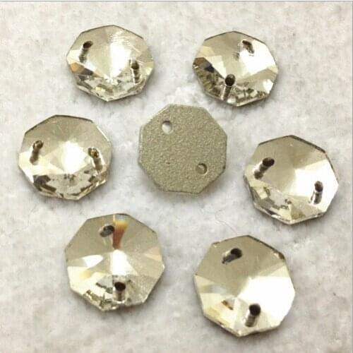 10mm 12mm 14mm 16mm 18mm Clear Octagonal Flatback Crystal Sew On Fancy Stones DIY Handcraft Materials Garment Accessaries