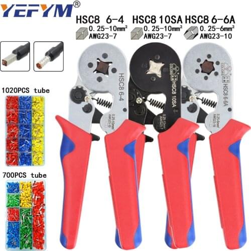 Manual crimping tool pliers, electrician mini pliers HSC8 10A/6-4/6-6. Tubular terminal 700pcs/1020pcs